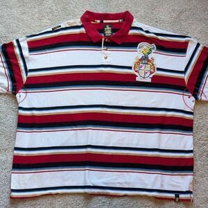 Ruff Ryders Polo Shirt Mens 4X Red White Striped Y2K Embroidered Crest Logo